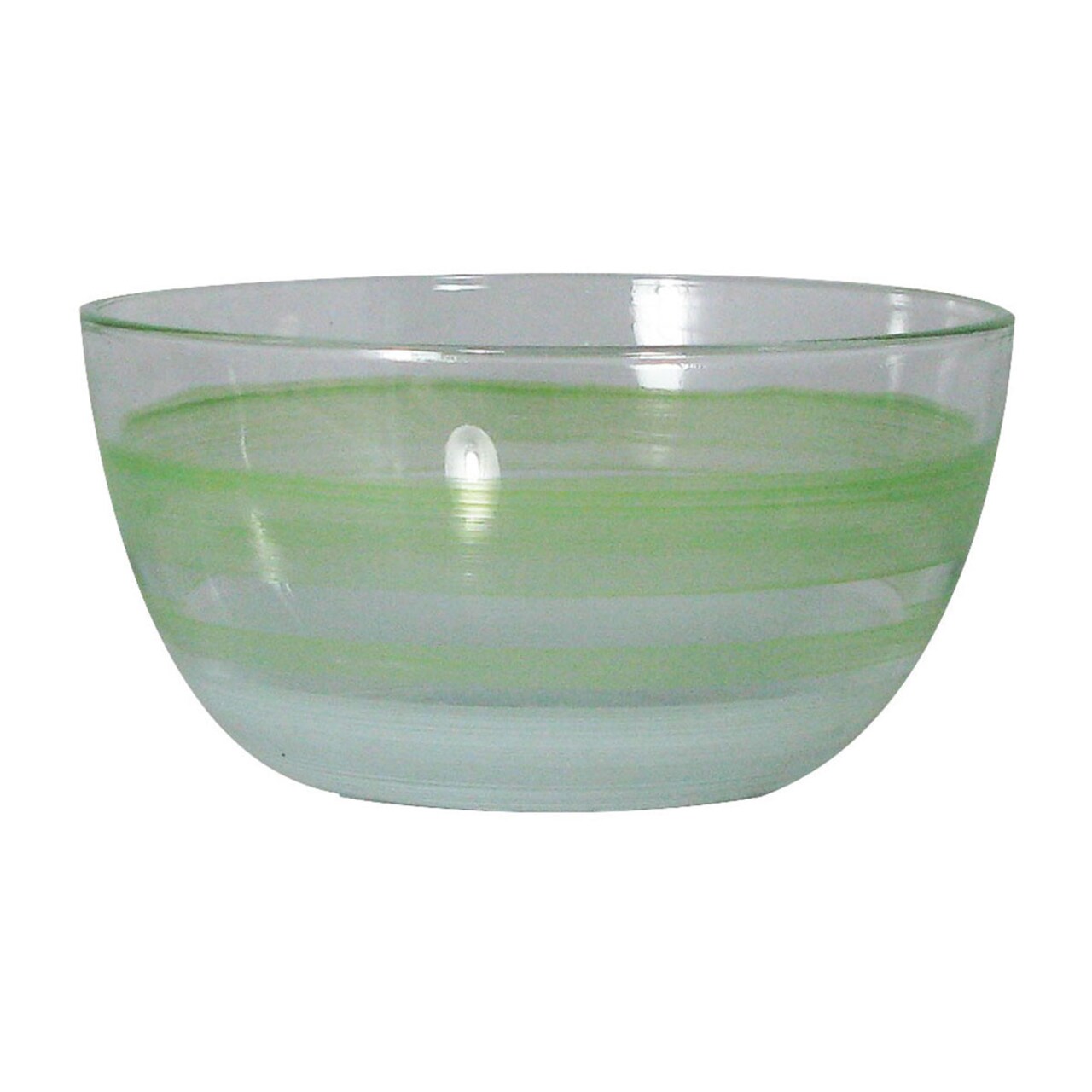 Golden Hill Studio Set of 2 Green and Clear Contemporary Retro Striped Glass Serving Bowls 6"